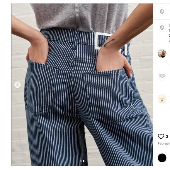 La Ligne Isadora High-Rise Railroad Stripe Wide-Leg Jeans 26 - Picture 9 of 9